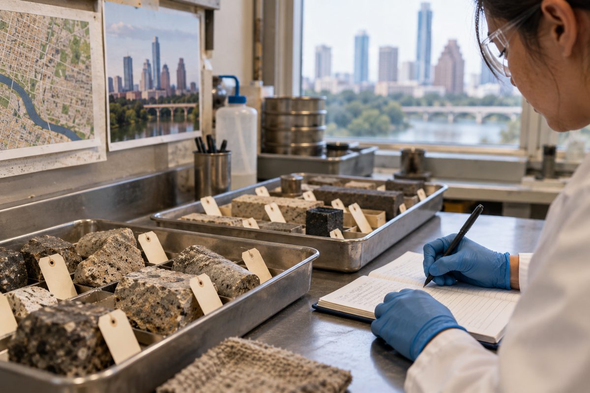 Material samples arranged in traceability trays